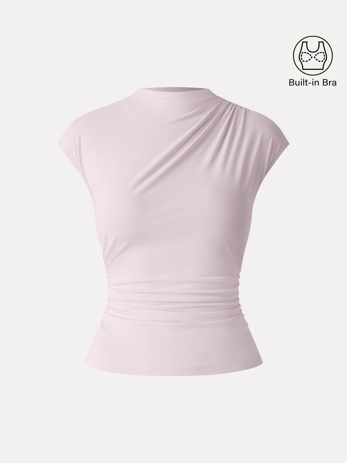 SkinKiss Mockneck Ruched Cropped Built-In Bra Top — original photo 12