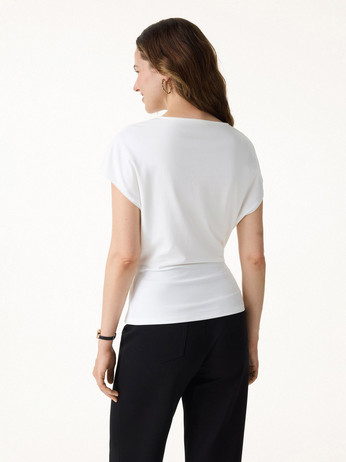 Cooling Ponte Relaxed Round Neck Tucked Top — original photo 4