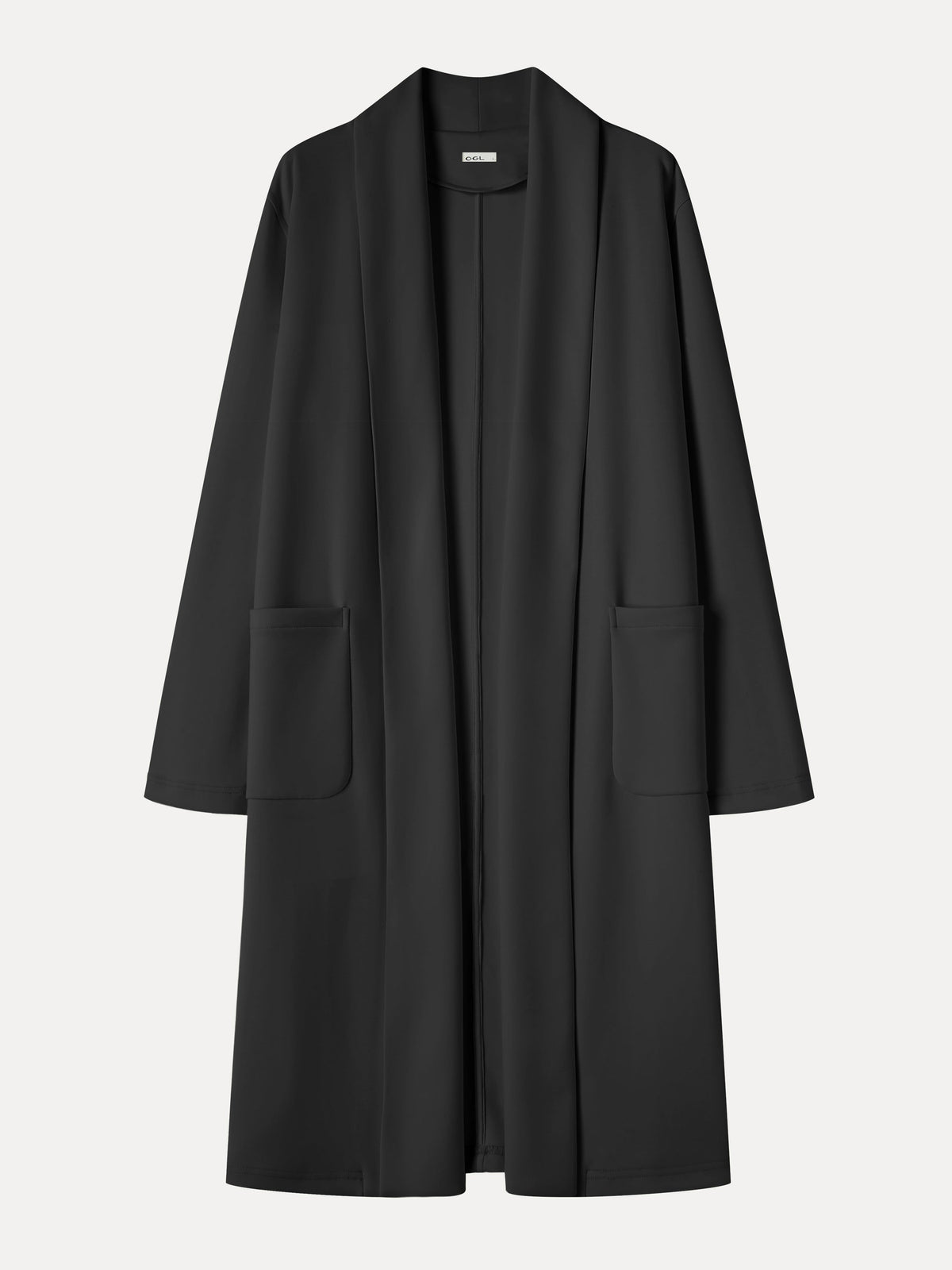 Modal Spacer Knit Shawl Collar Pocketed Long Cardigan — original photo 10
