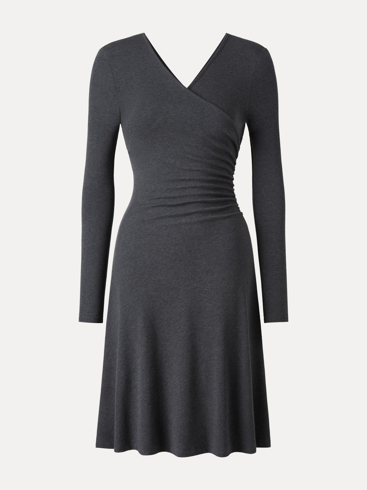 LiteWarm Surplice Long Sleeve Gathered Mini Dress — original photo 5