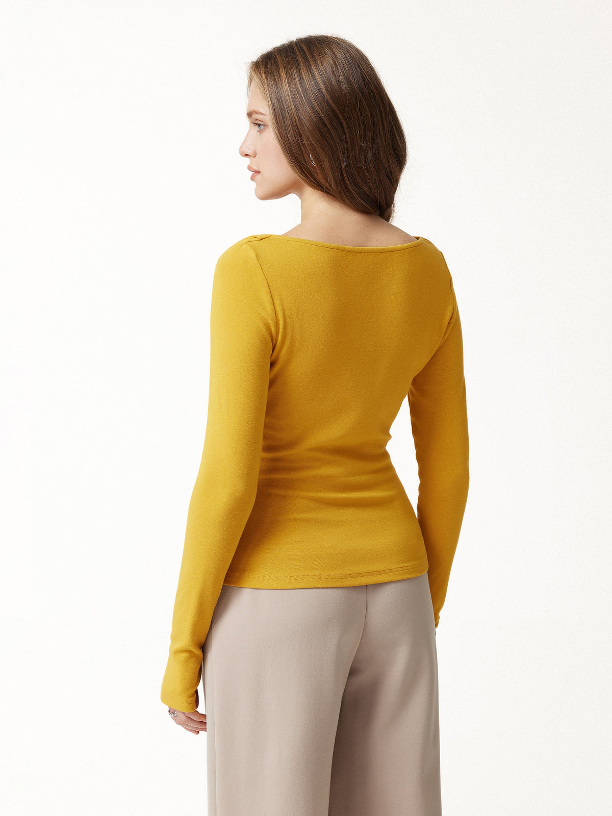 LiteWarm Asymmetrical Neck Long Sleeve Ruched Top — original photo 4