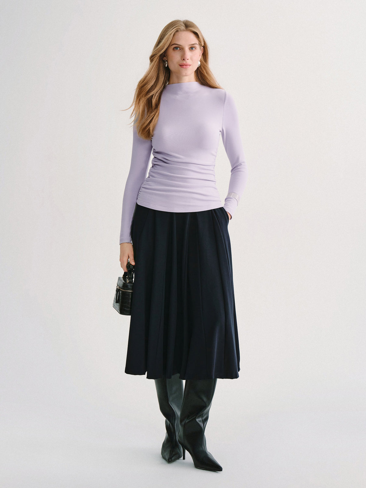 ProWarm Mock Neck Long Sleeve Ruched Built-In Bra Top — original photo 2