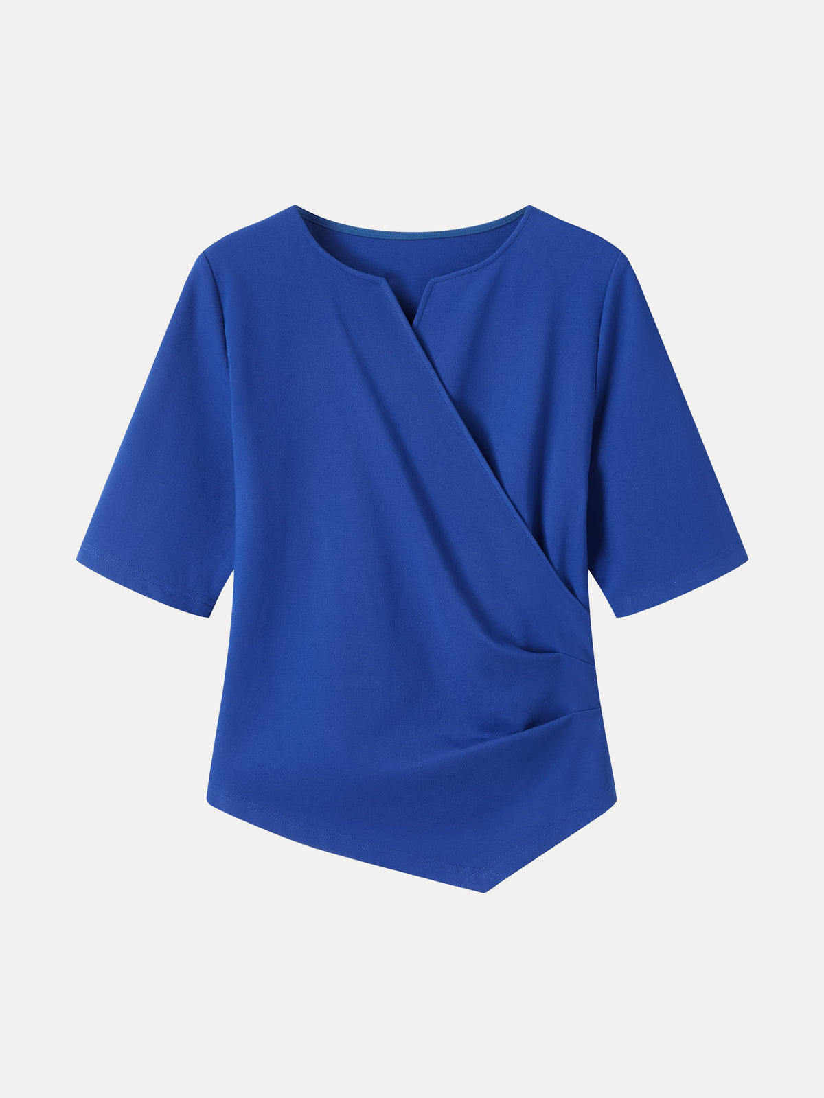 Ponte Surplice Elbow Sleeve Asymmetrical Hem Top — original photo 8