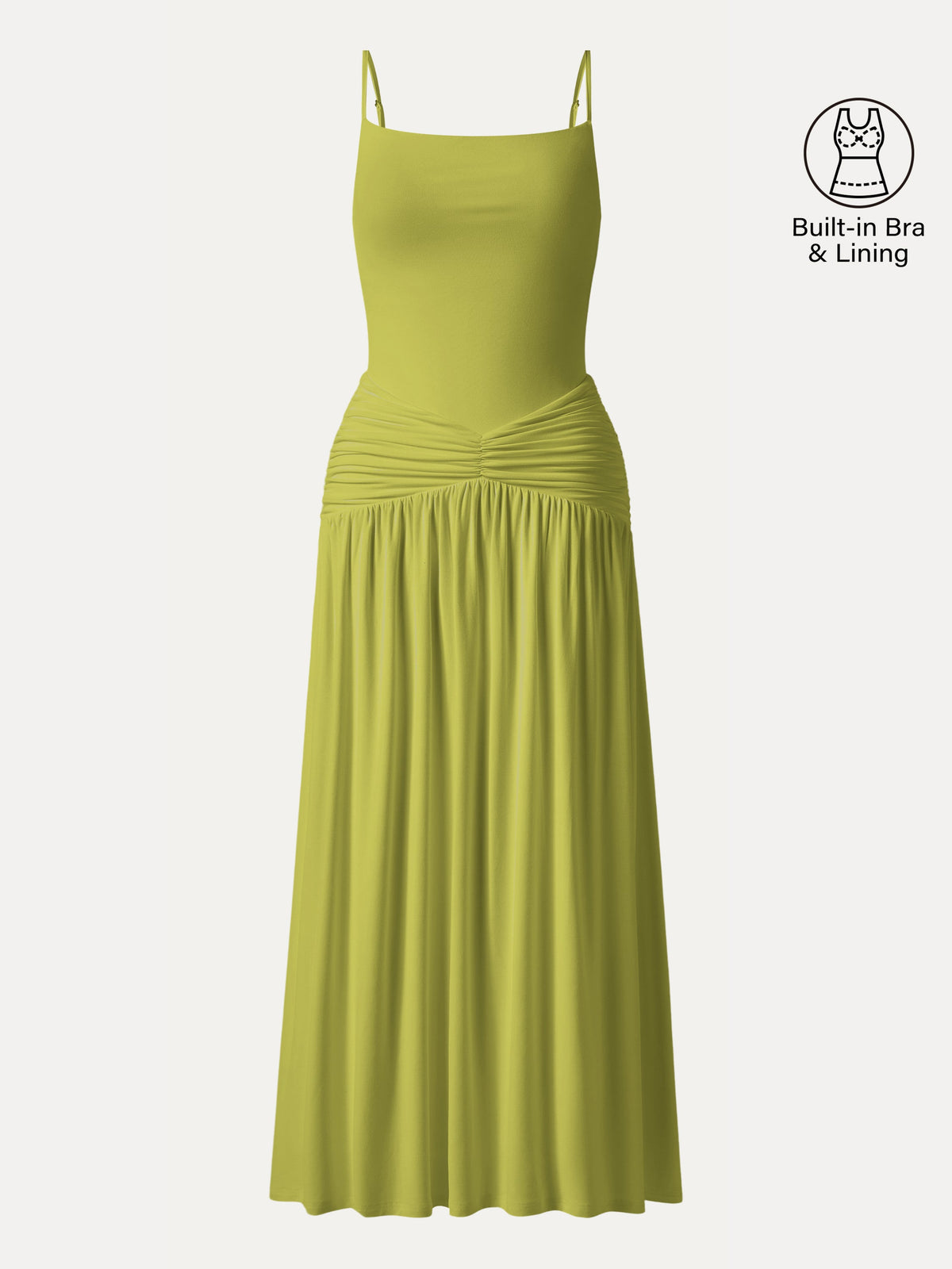 Not-See-Thru Spaghetti Gathered Maxi Built-In Bra Dress — original photo 7