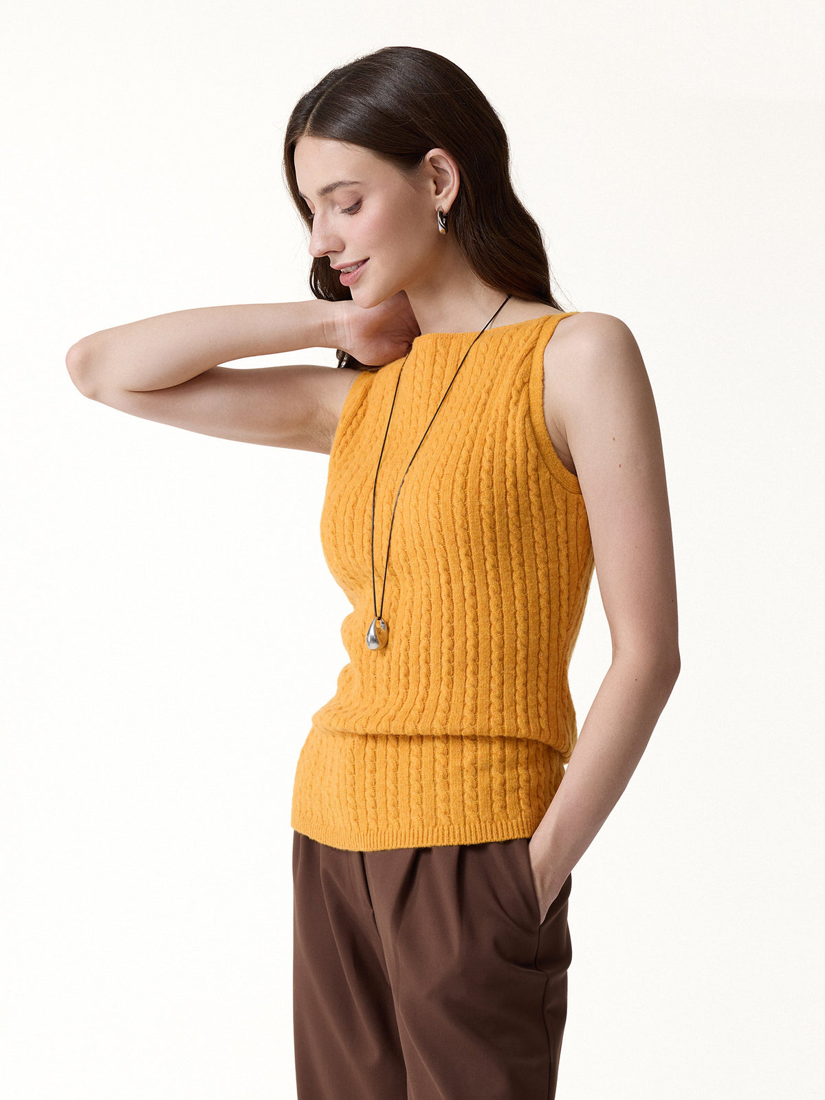 Merino-Blend Sleeveless Cable-Knit Sweater Tank — original photo 7