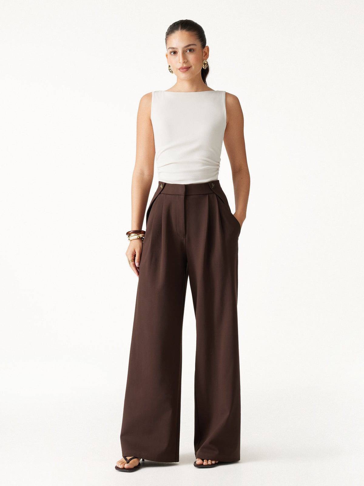 Ponte High-Rise Wide-Leg Gusset Pants with Pockets — original photo 7