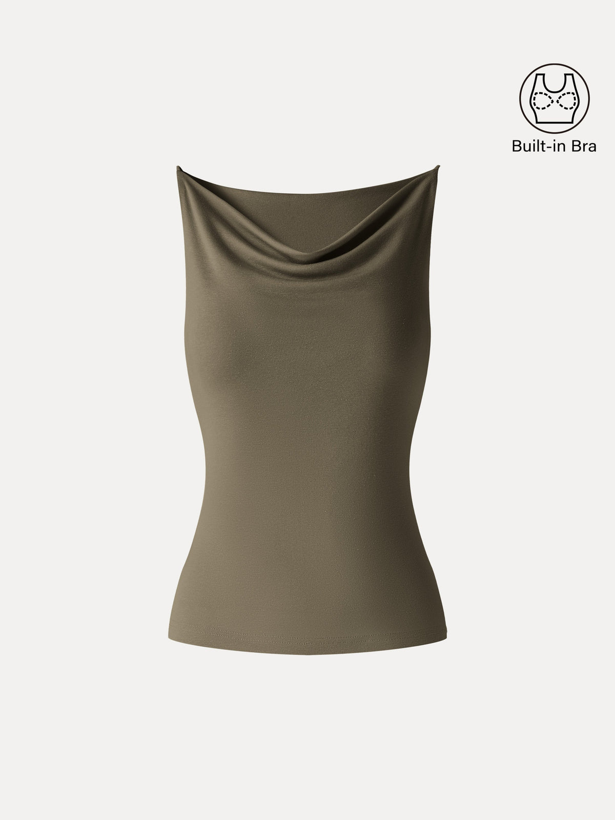 Stretch Linen Cowl Neck Built-In Bra Tank — original photo 8