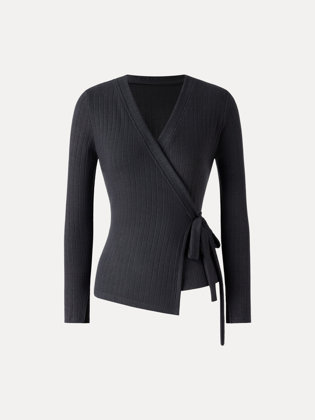 MaxWarm Wide Ribbed Crossover Long Sleeve Tie-Waist Top — original photo 6