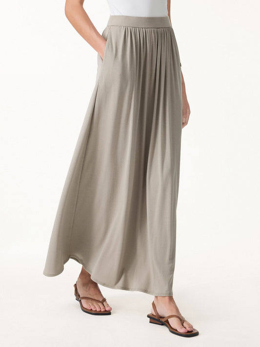Soft Linen Knit Gathered A-Line Maxi Skirt with Pockets — original photo 1