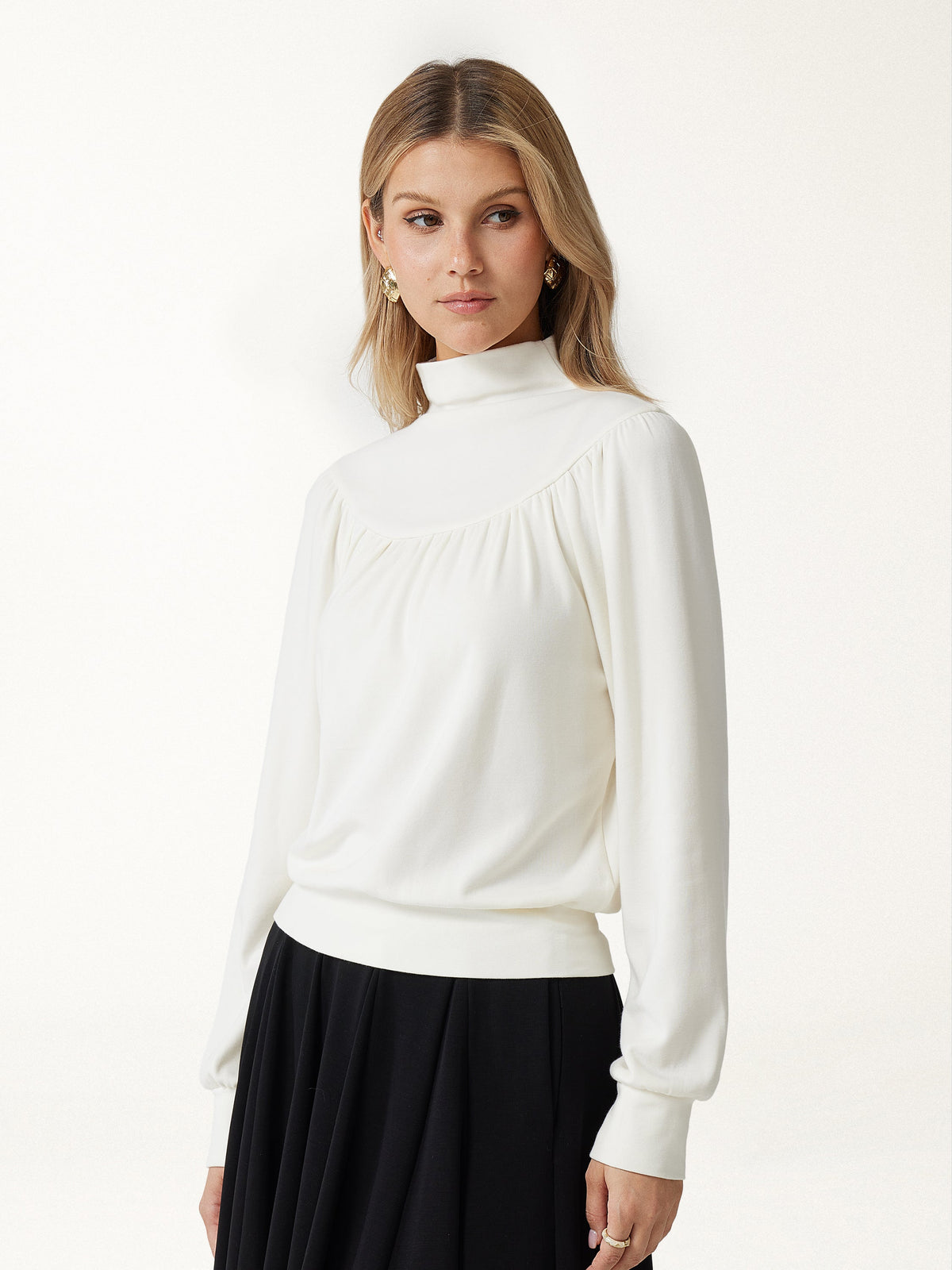 ProWarm Mock Neck Ruched Banded Hem Top — original photo 3