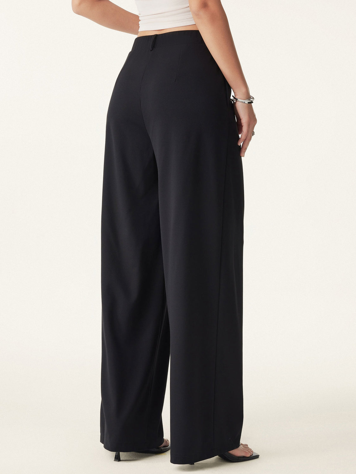 Drapey Bamboo Ponte Mid Rise Wide Leg Trouser with Pockets — original photo 4