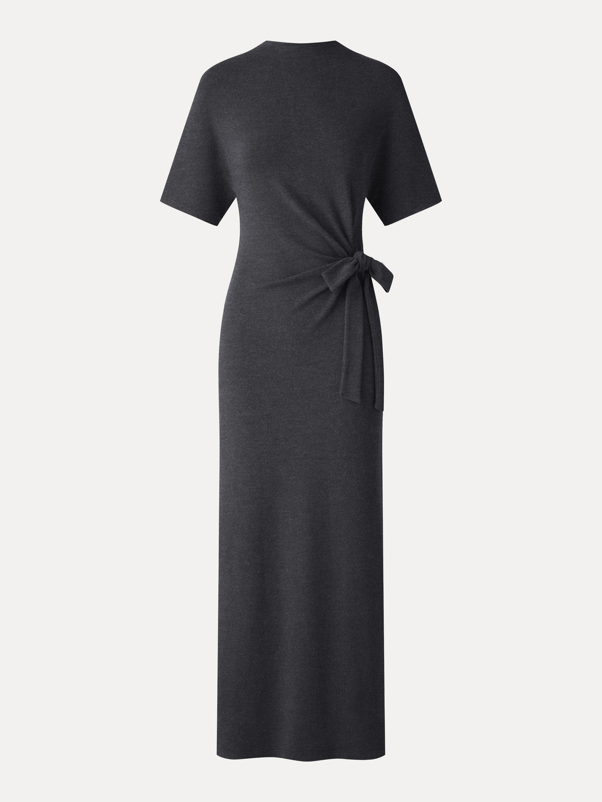 LiteWarm Mock Neck Elbow Sleeve Tie-Waist Midi Dress — original photo 9