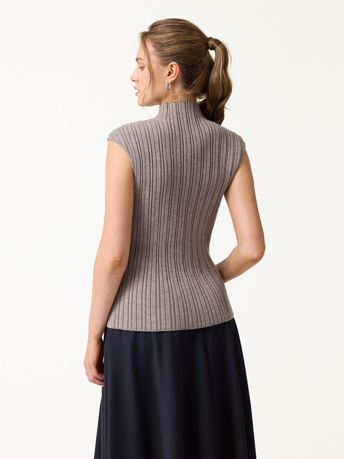 2Pcs Set 100% Merino Wool Long Sleeve Cardigan & Mock Neck Sweater — original photo 7