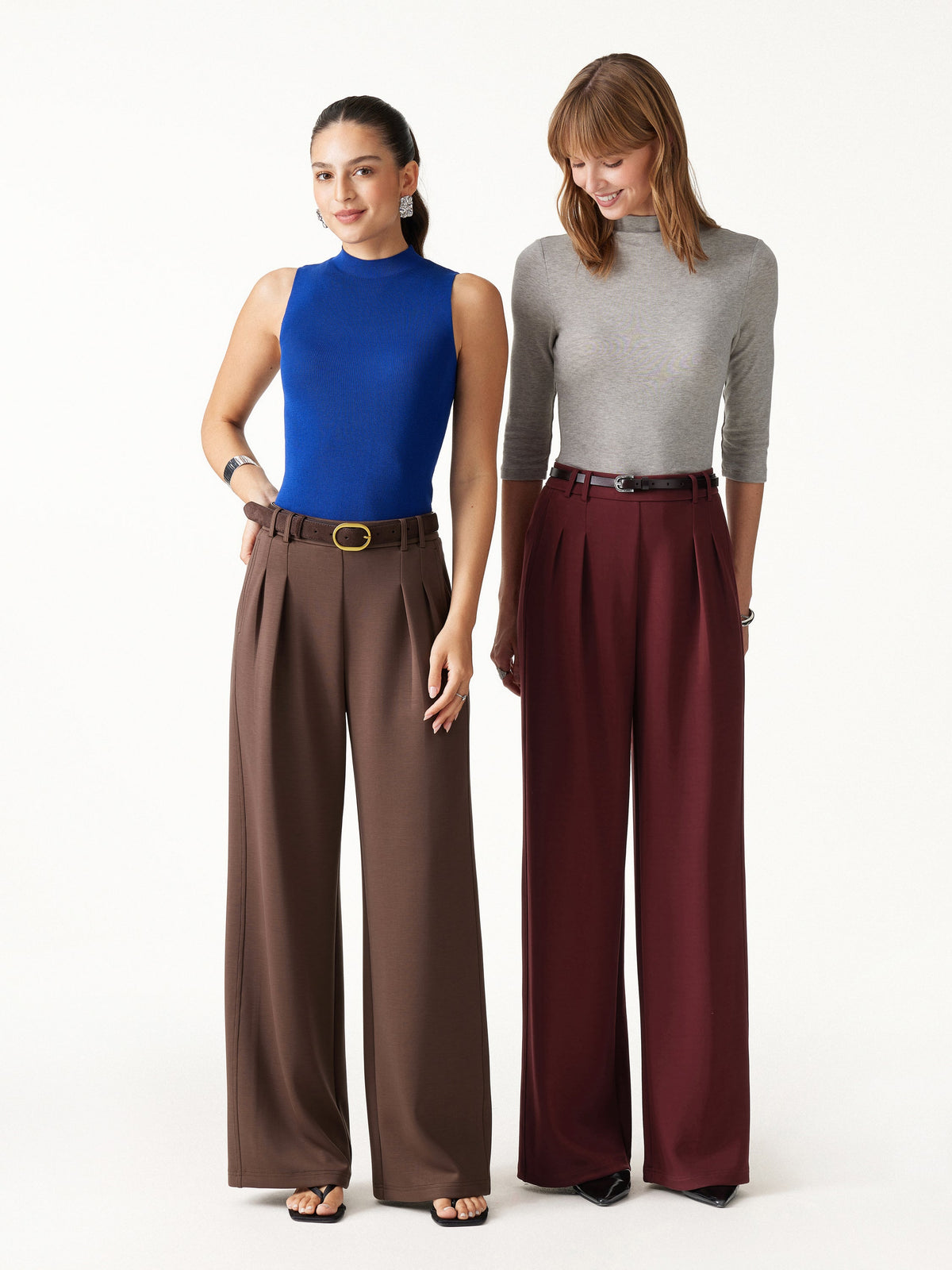 Lyocell Spacer Knit High-Rise Wide-Leg Tuck Pants with Pockets — original photo 2