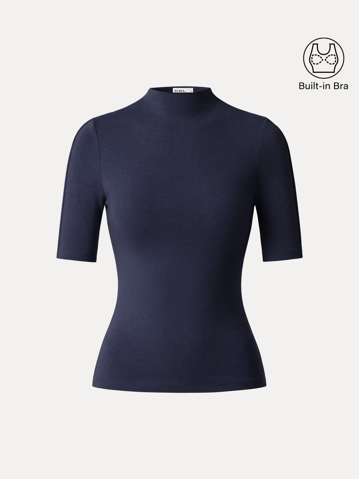 LiteWarm Mock Neck Elbow Sleeve Pintuck Built-In Bra Top — original photo 15
