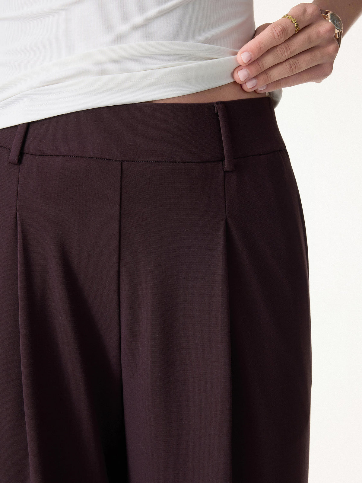 2Pcs Set Round Neck Tucked Top & Wide Leg The Success Pants — original photo 4