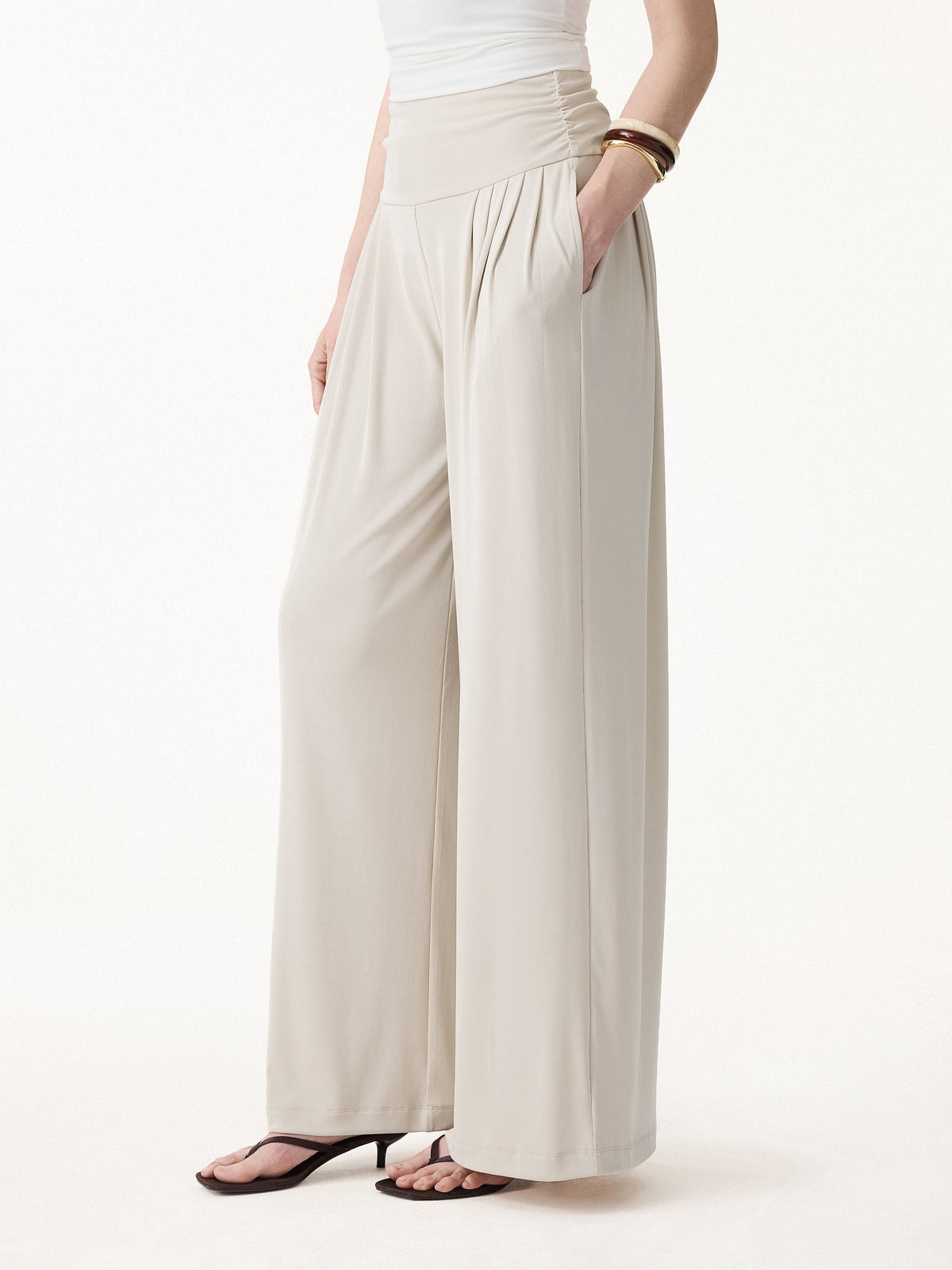 Sandwashed Super Flowy Tucked Palazzo Pant with Pockets — original photo 4