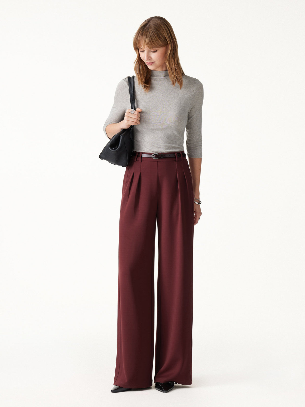 Lyocell Spacer Knit High-Rise Wide-Leg Tuck Pants with Pockets — original photo 3