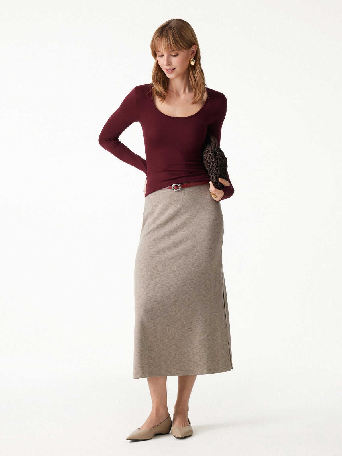 LiteWarm Side-Slit A-Line Midi Skirt — original photo 2