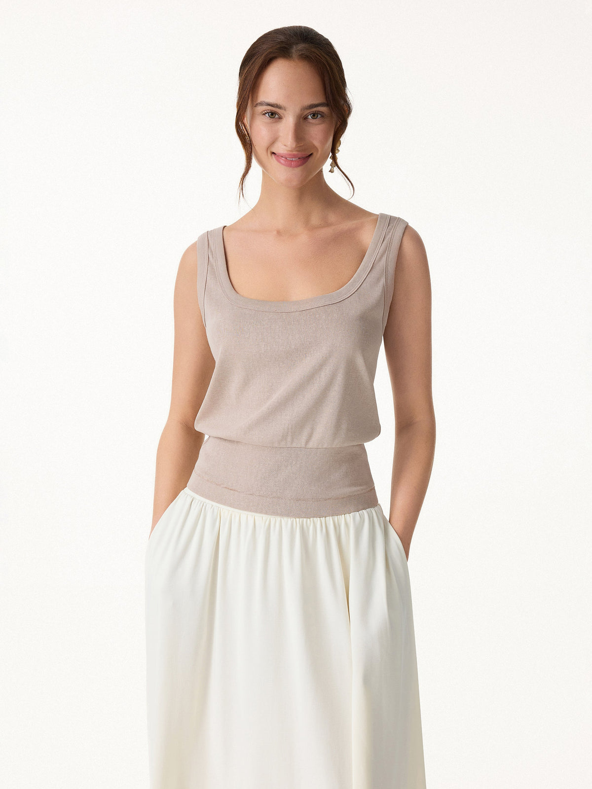 Cotton-Linen Blend Reversible Boatneck Low Back Top — original photo 4