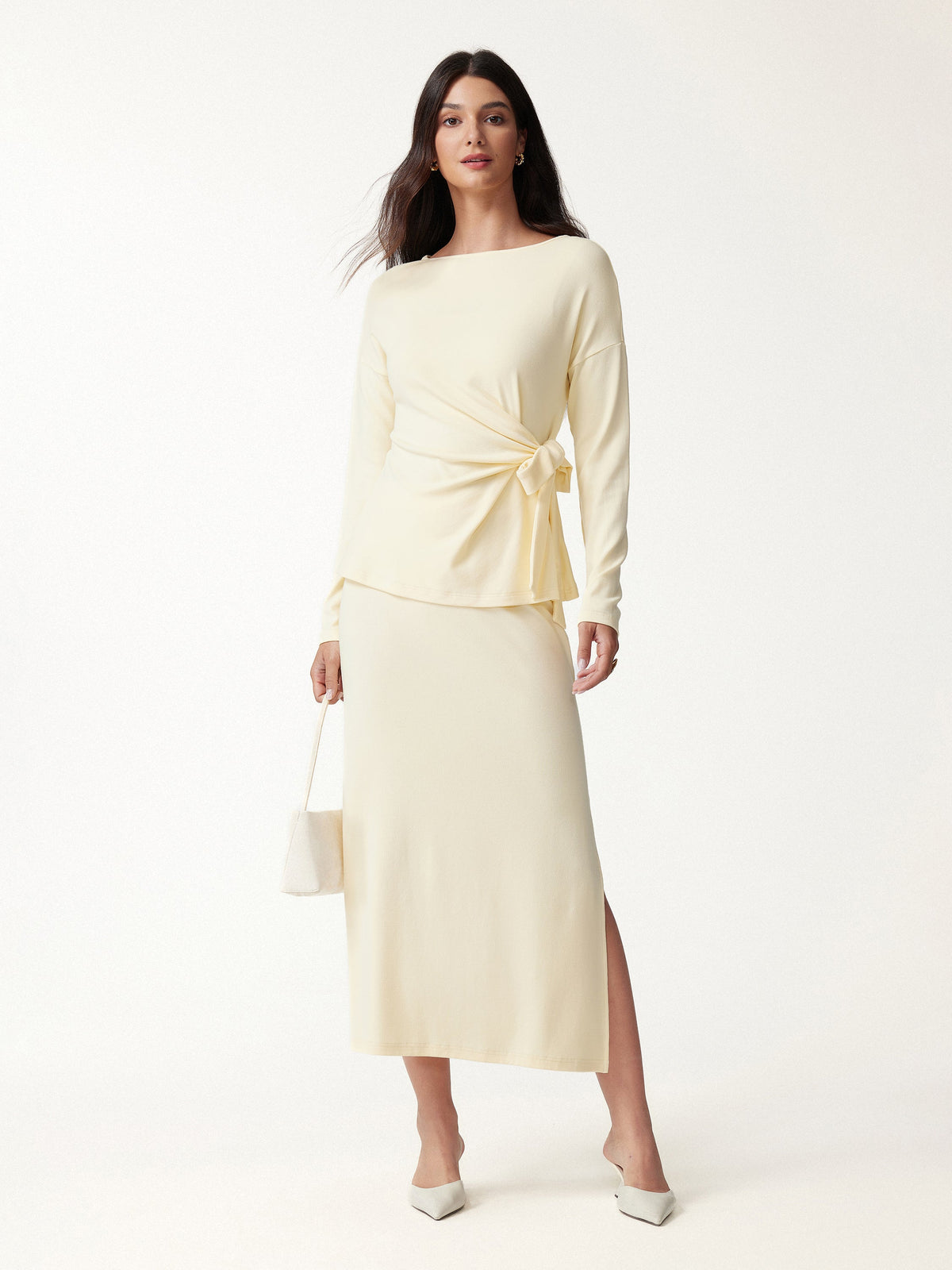 LiteWarm Boatneck Long Sleeve Tie-Waist Top — original photo 2