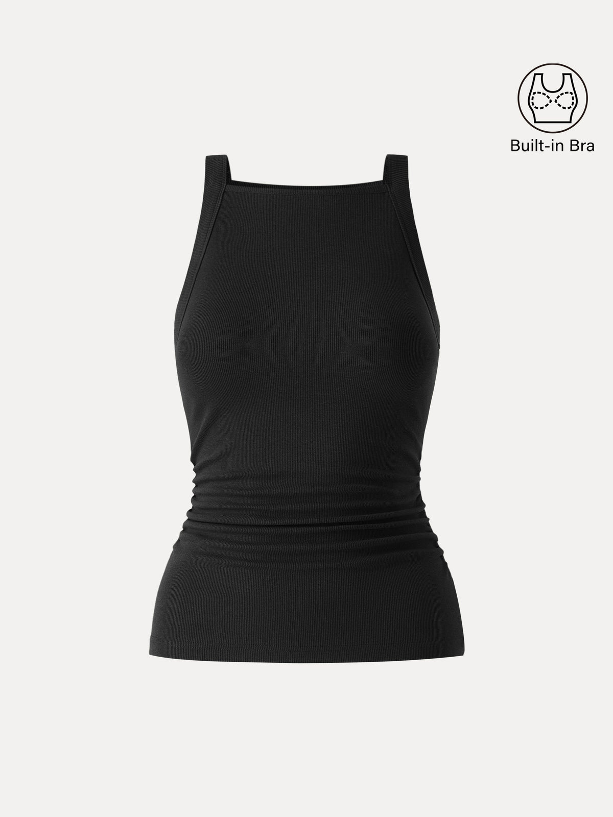 Plantive Chic Square Neck Ruched Rib Built-In Bra Tank — original photo 9