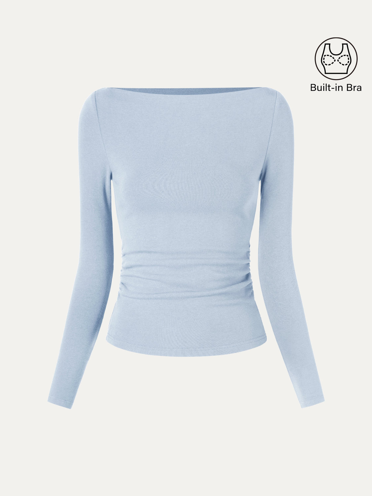 ProWarm Modern Side Ruched Boatneck Built-In Bra Top — original photo 6
