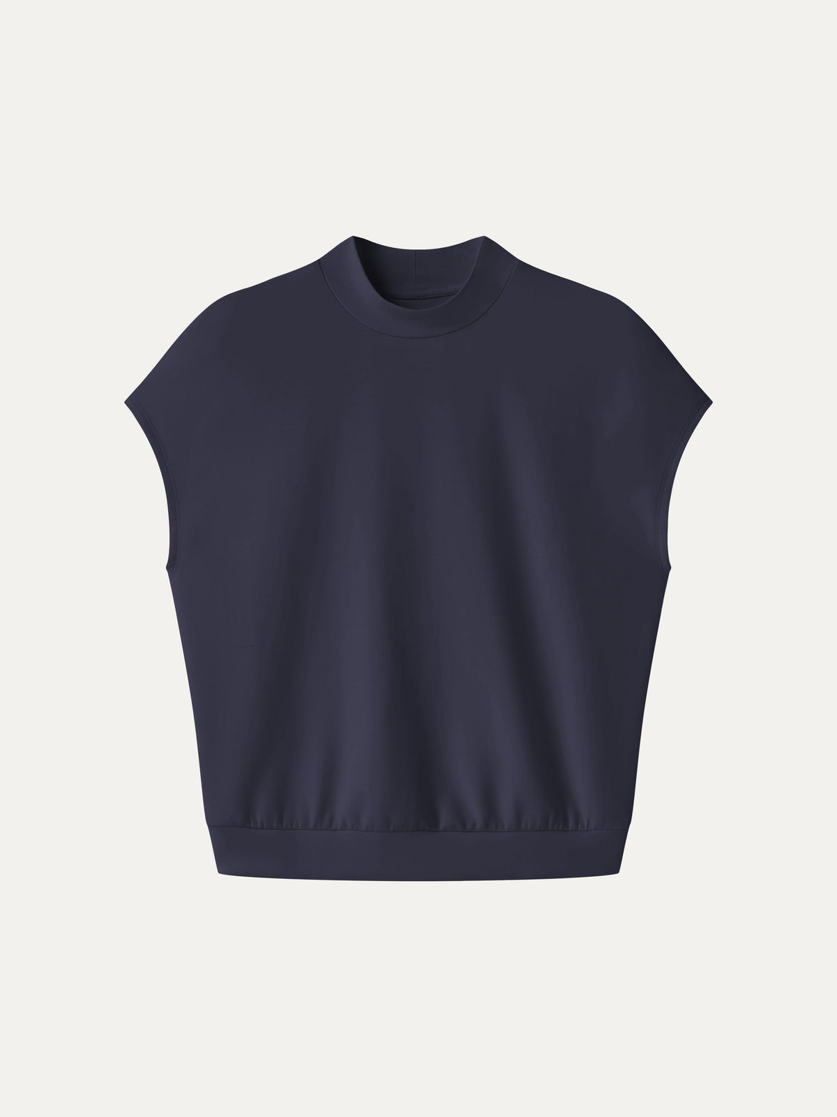 Modal Spacer Knit Mock Neck Cap Sleeve Banded Hem Top — original photo 7