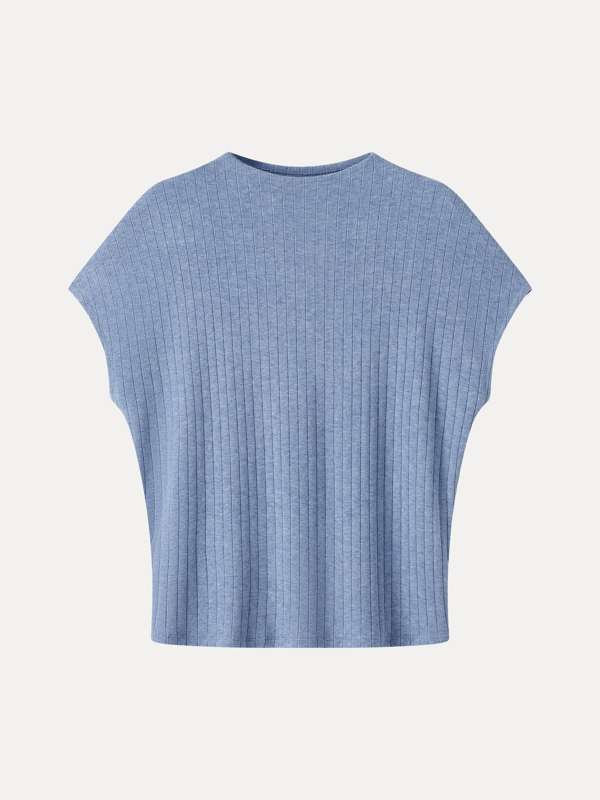 MaxWarm Wide Ribbed Mock Neck Cap Sleeve Banded Hem Top — original photo 6