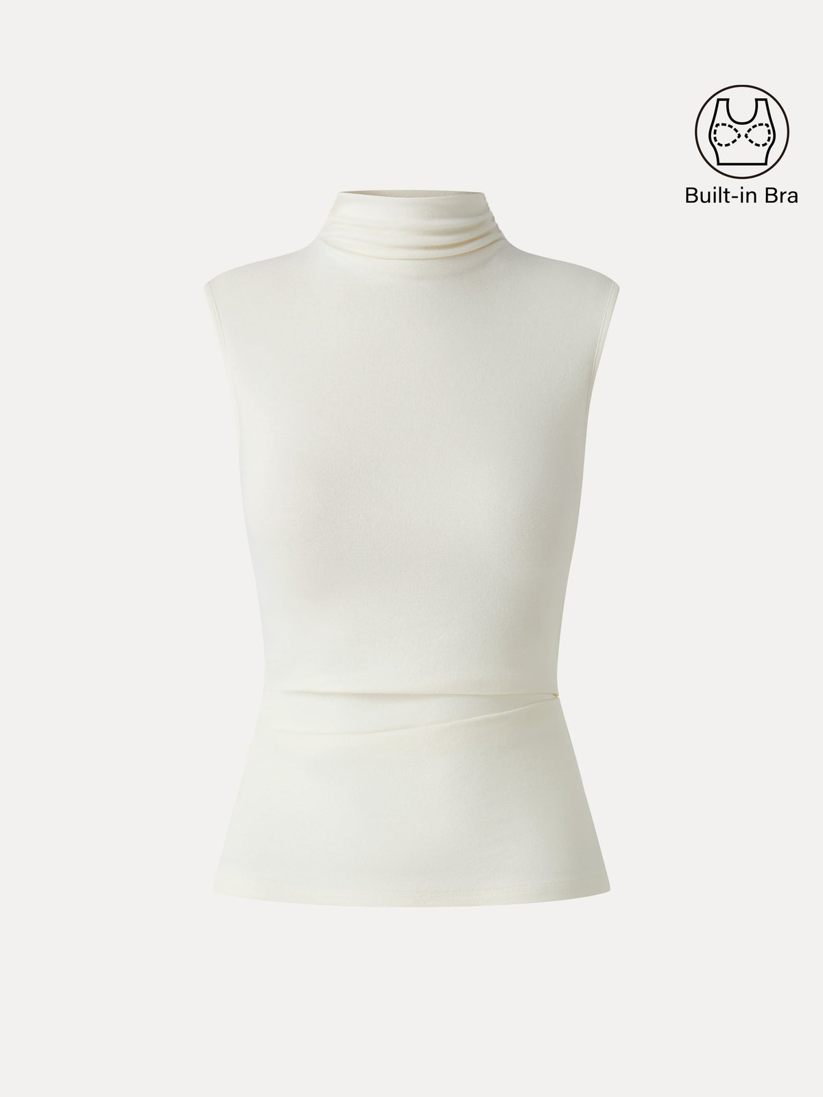 LiteWarm Mock Neck Sleeveless Ruched Built-In Bra Top — original photo 8