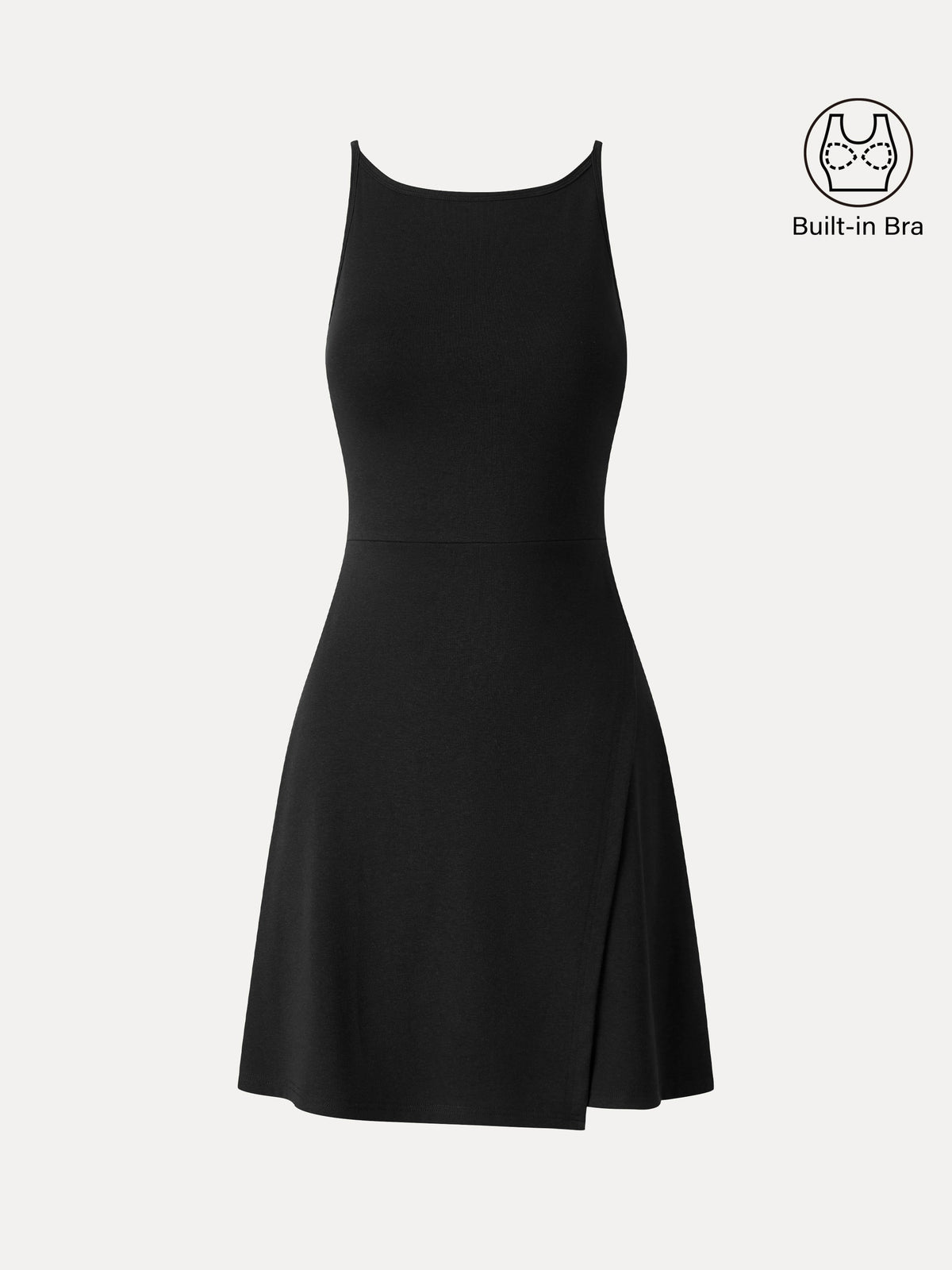 Viscose-Cotton Boatneck Sleeveless Wrap Mini Built-In Bra Dress — original photo 10