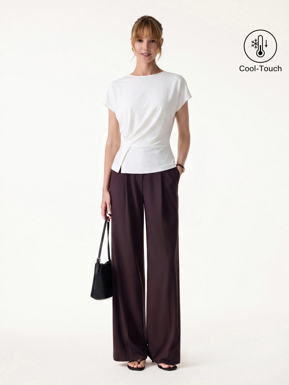 2Pcs Set Round Neck Tucked Top & Wide Leg The Success Pants — original photo 8