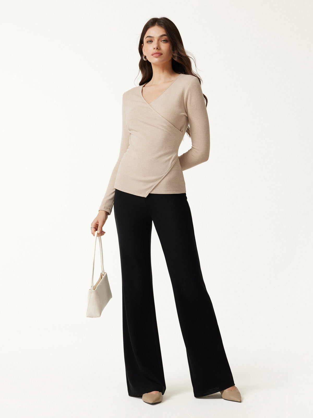 LiteWarm Surplice Long Sleeve Asymmetrical Hem Top — original photo 2