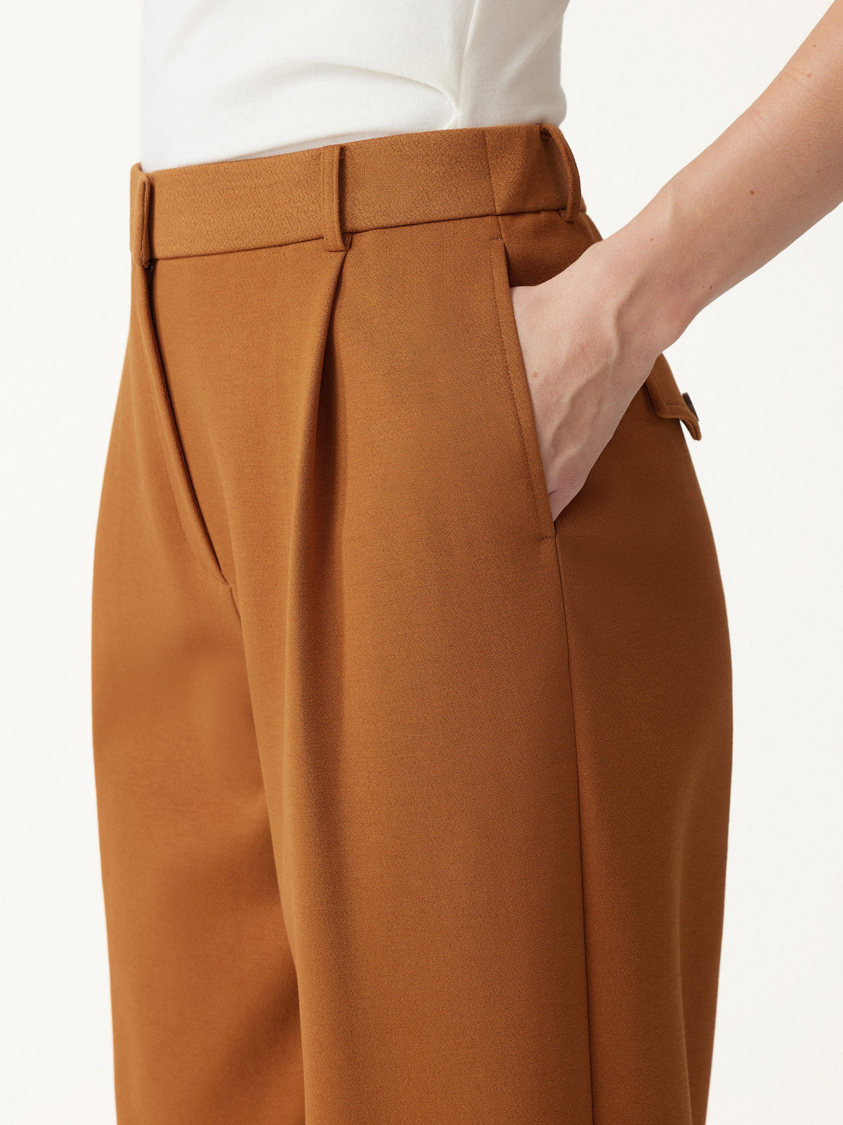 Crosshatch Ponte High-Rise Straight-Leg Tuck Pants with Pockets — original photo 6