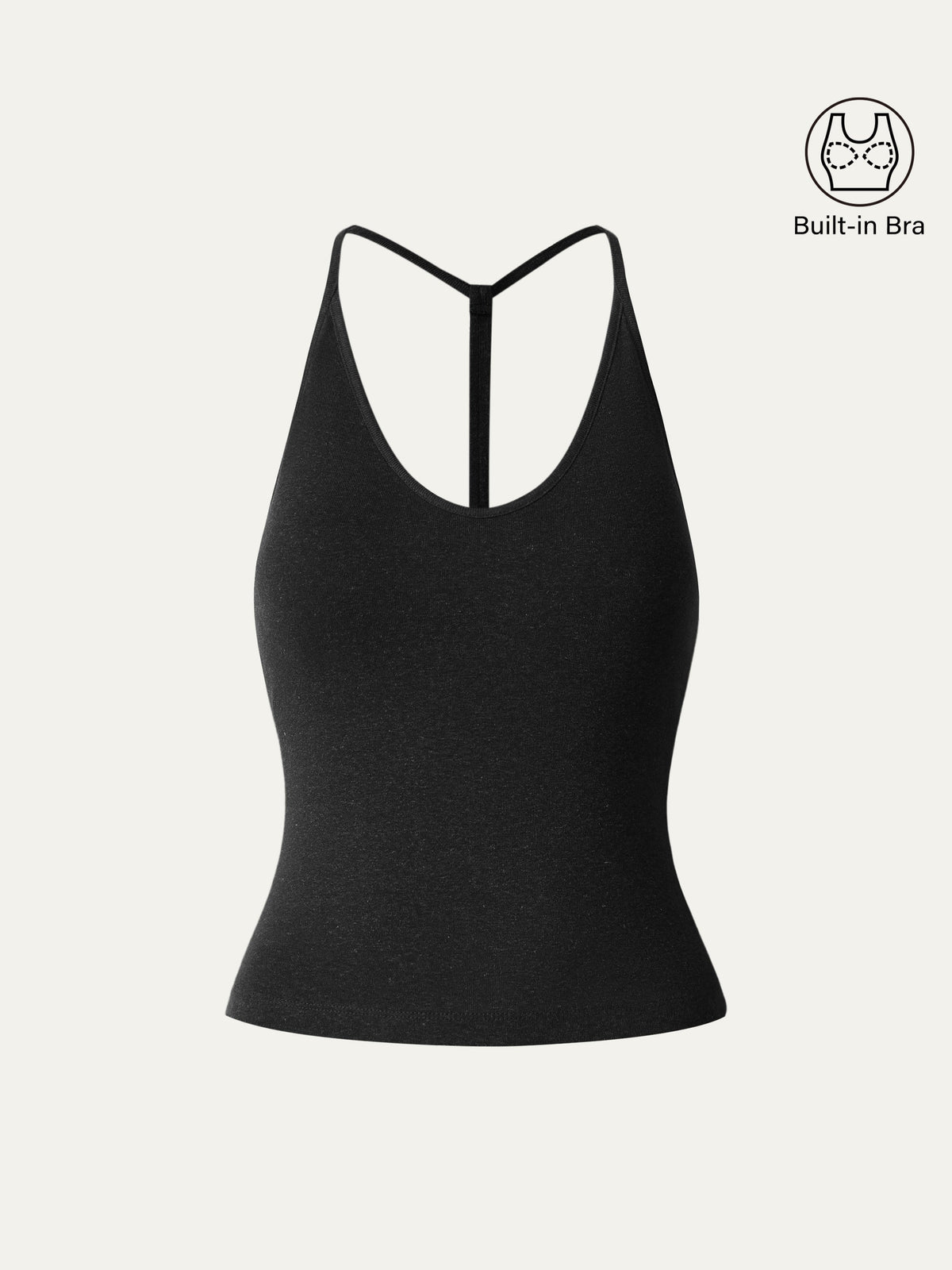 Soft Linen Luxe V-neck T-back Airy Built-In Bra Tank — original photo 8