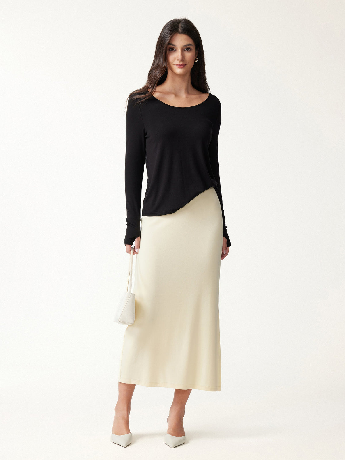 LiteWarm Mid-Rise Side-Slit Column Midi Skirt — original photo 2