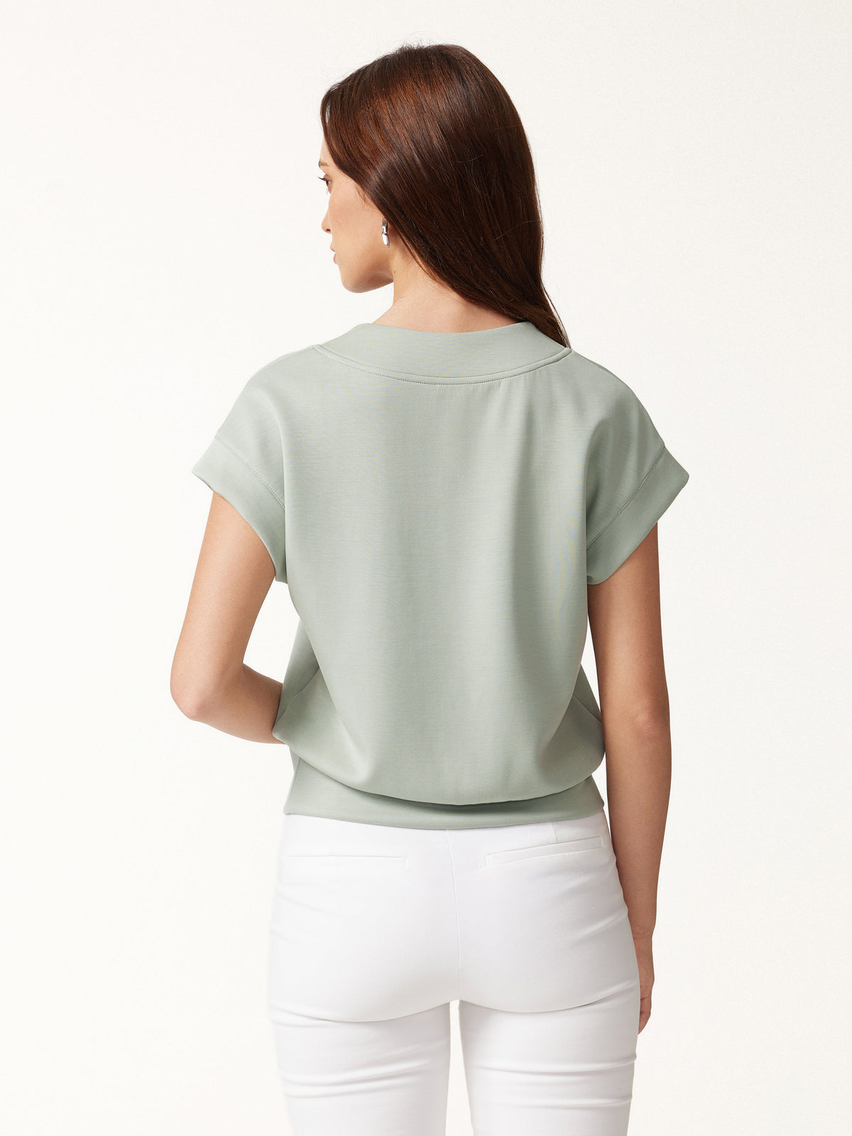 Lyocell Spacer Knit V-Neck Banded Hem Top — original photo 4
