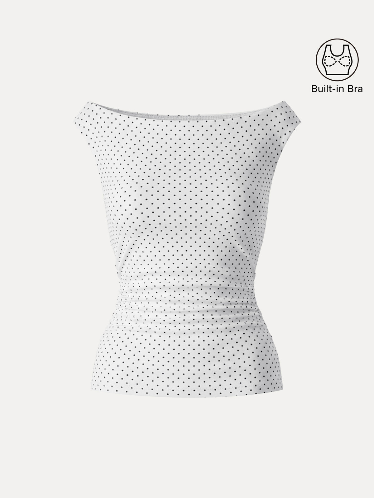 Stretch Cotton Polka Dot Boatneck Ruched Built-In Bra Top Limited Edition — original photo 12