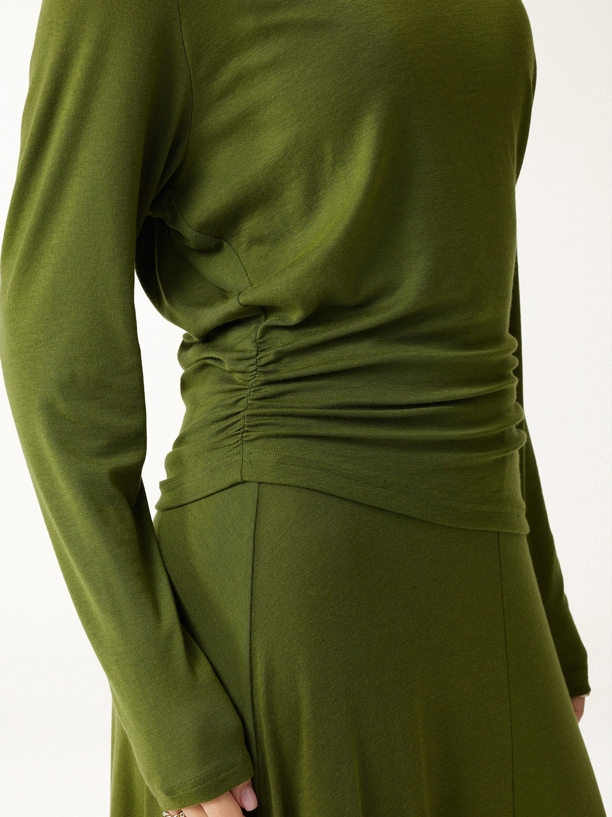 LiteWarm Cashmere Blend Boatneck Convertible Off-Shoulder Ruched Top — original photo 5