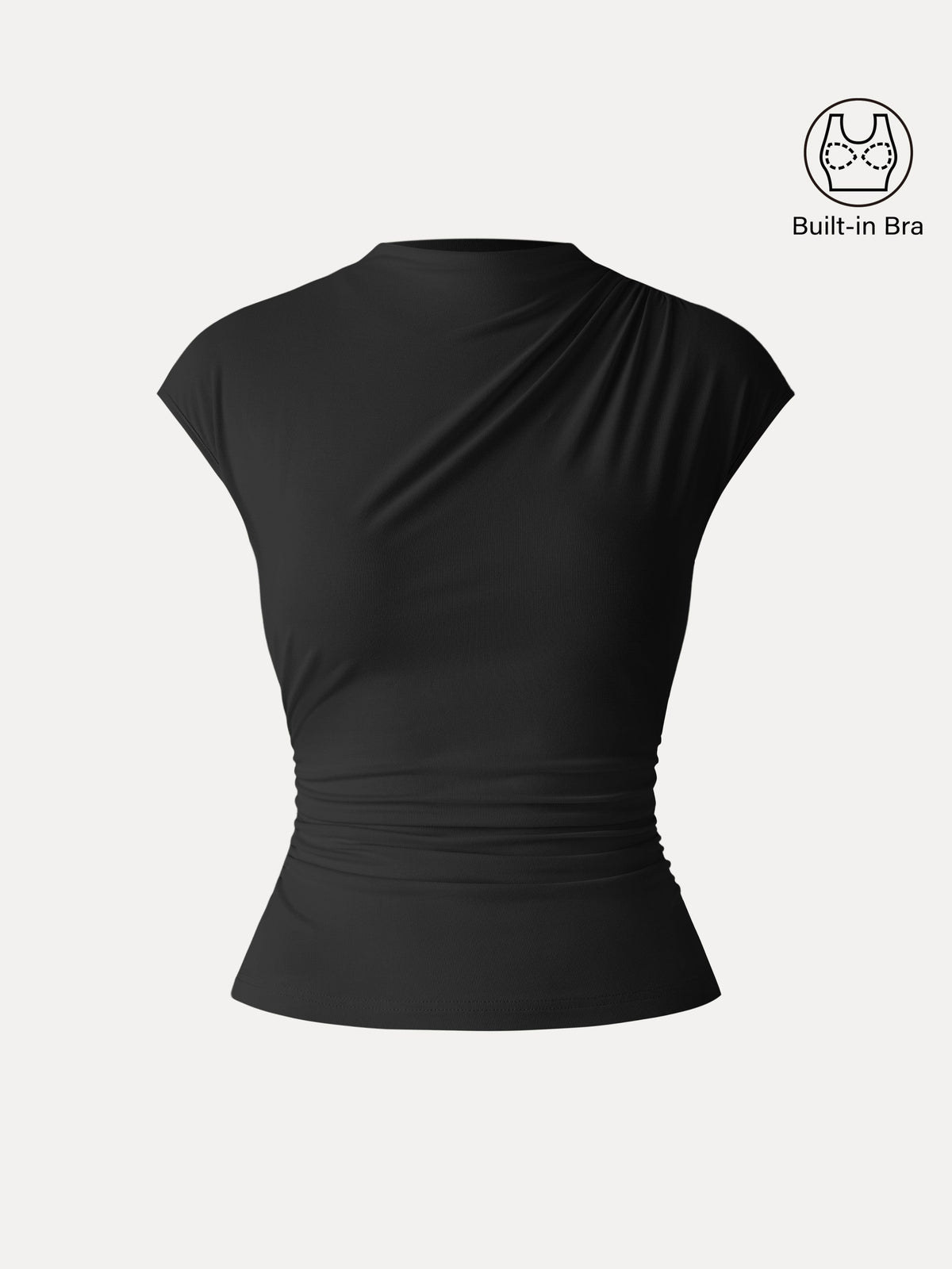 SkinKiss Mockneck Ruched Cropped Built-In Bra Top — original photo 10