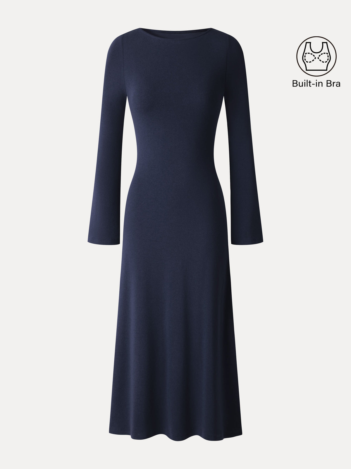 LiteWarm Boatneck Bell Sleeve Midi Built-In Bra Dress — original photo 7