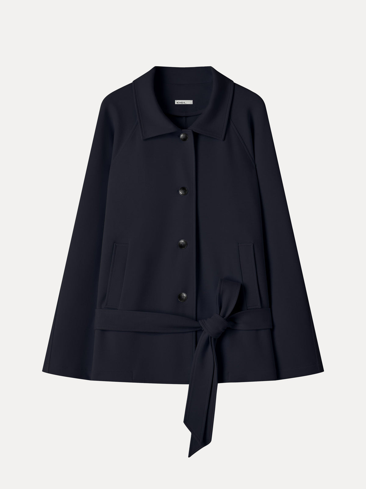 Bamboo Ponte Notched Collar Long Sleeve Belted Jacket — original photo 7