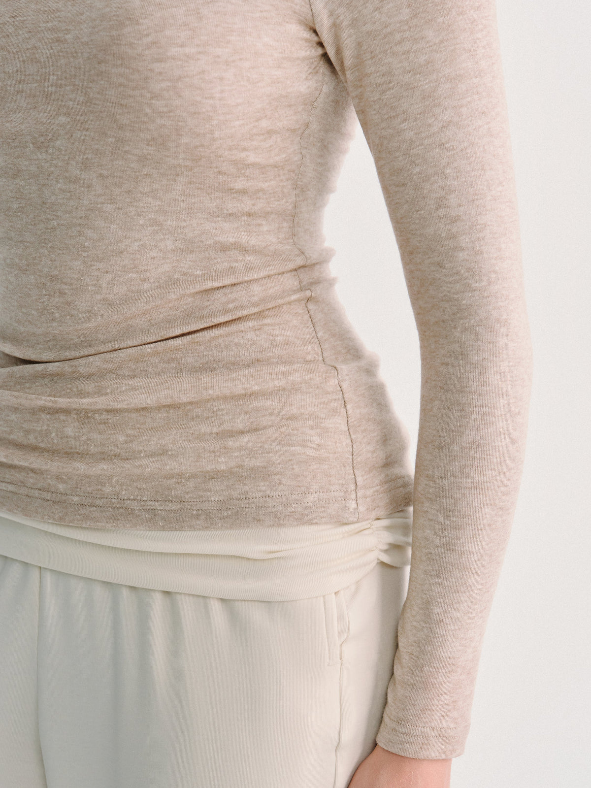 LiteWarm Lyocell-Wool Trapeze Neck Long Sleeve Built-In Bra Top — original photo 5