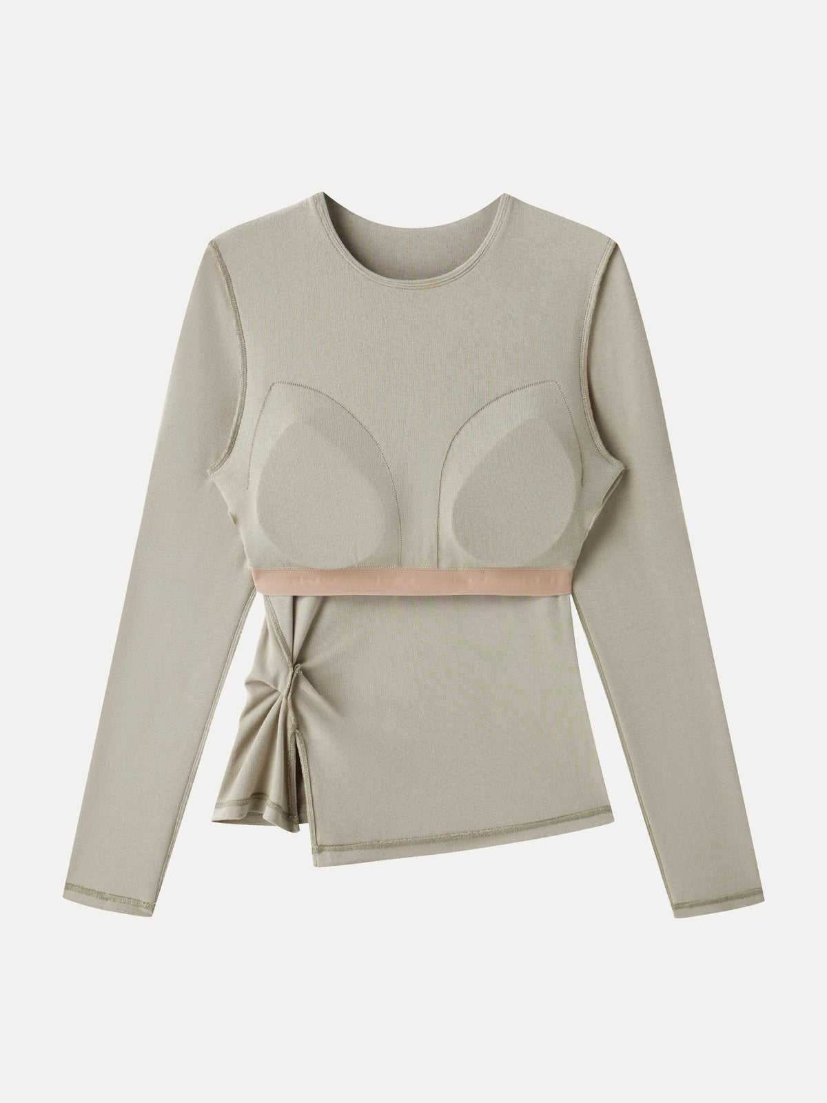 LiteWarm Round Neck Long Sleeve Twist-Hem Built-In Bra Top — original photo 6