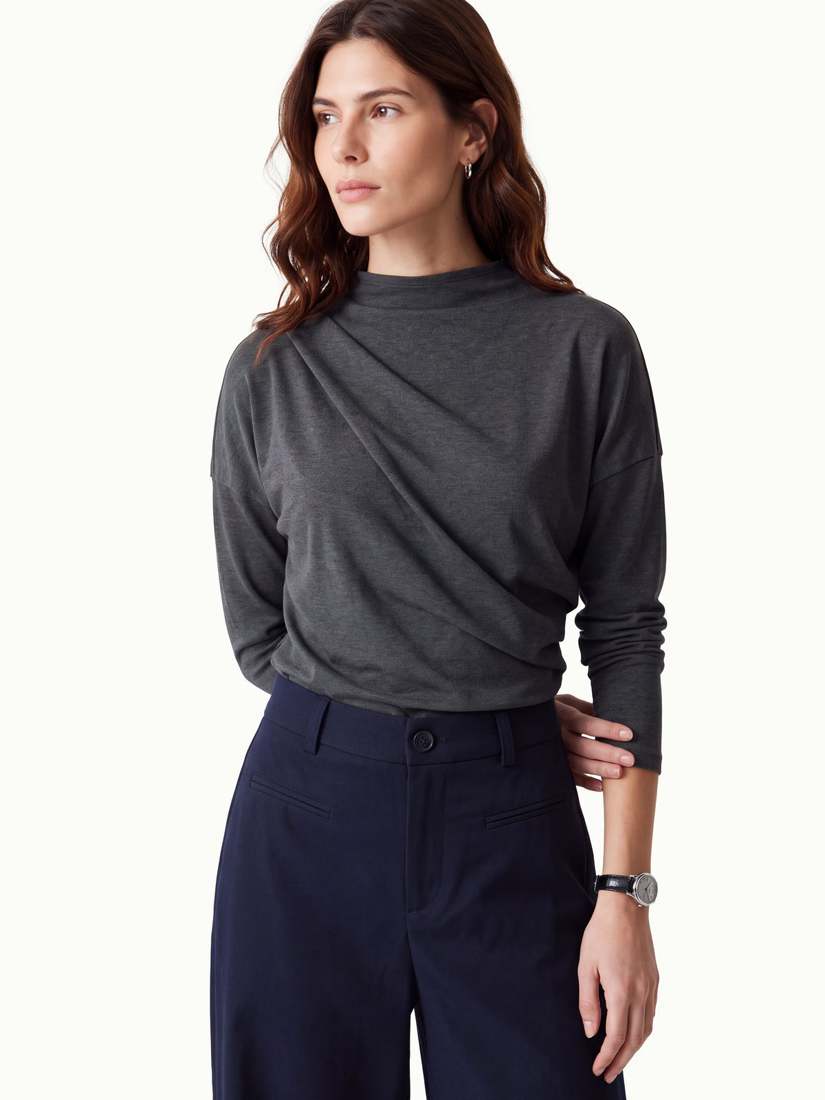 ProWarm Mock Neck Long Sleeve Tucked Ruched Top — original photo 13