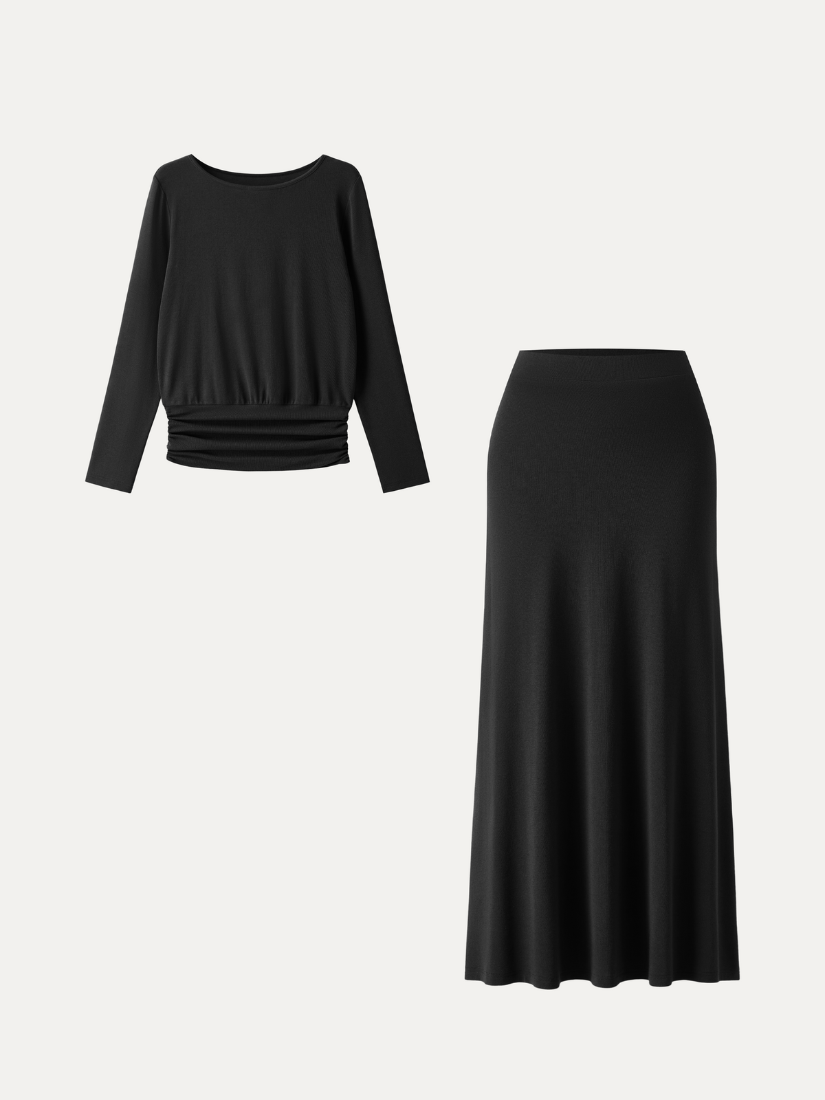 2Pcs Set LiteWarm Boatneck Top & High-Rise A-Line Maxi Skirt — original photo 9