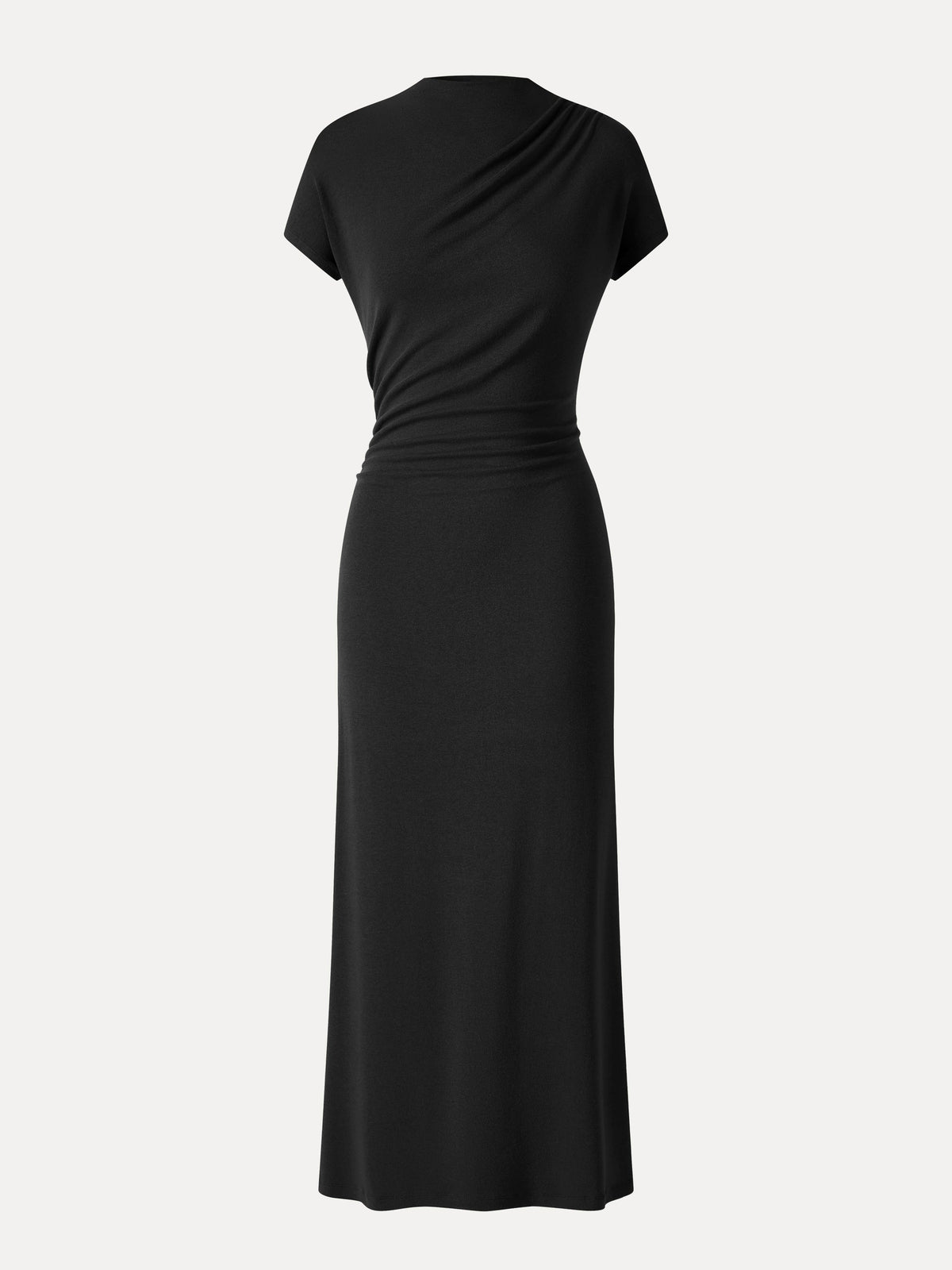 LiteWarm Mock Neck Cap Sleeve Ruched Midi Dress — original photo 11