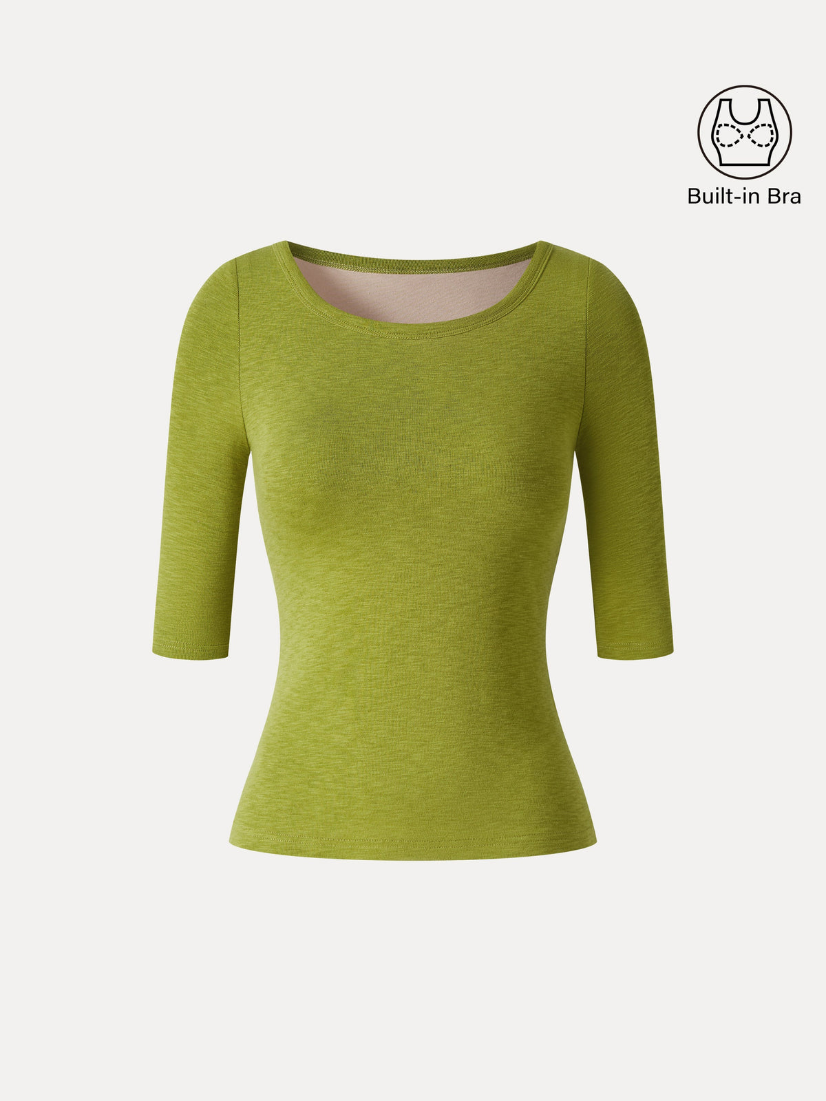 LiteWarm Round Neck Elbow Sleeve Built-In Bra Top — original photo 7