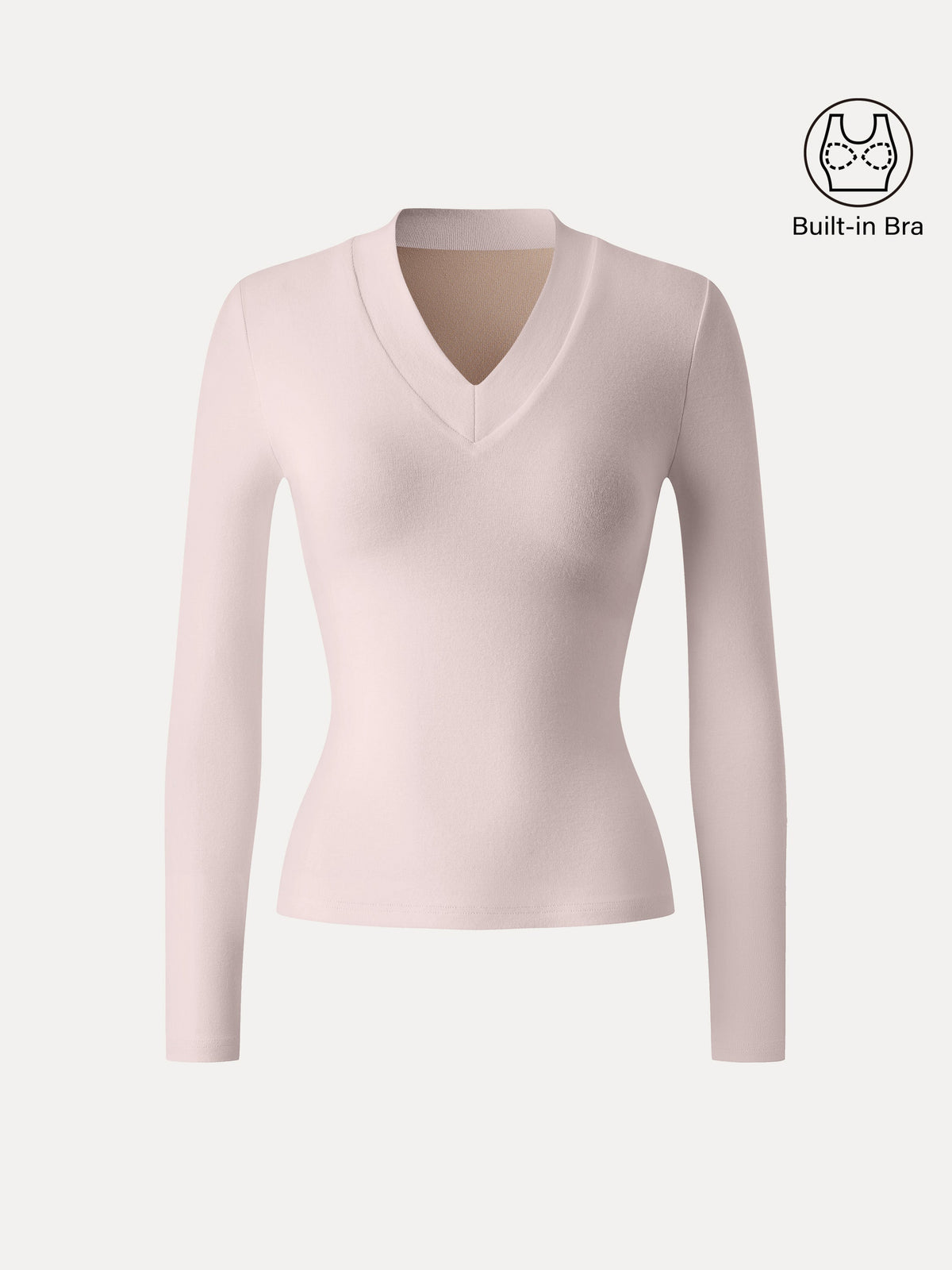 LiteWarm V-neck Wide Binding Built-In Bra Top — original photo 5