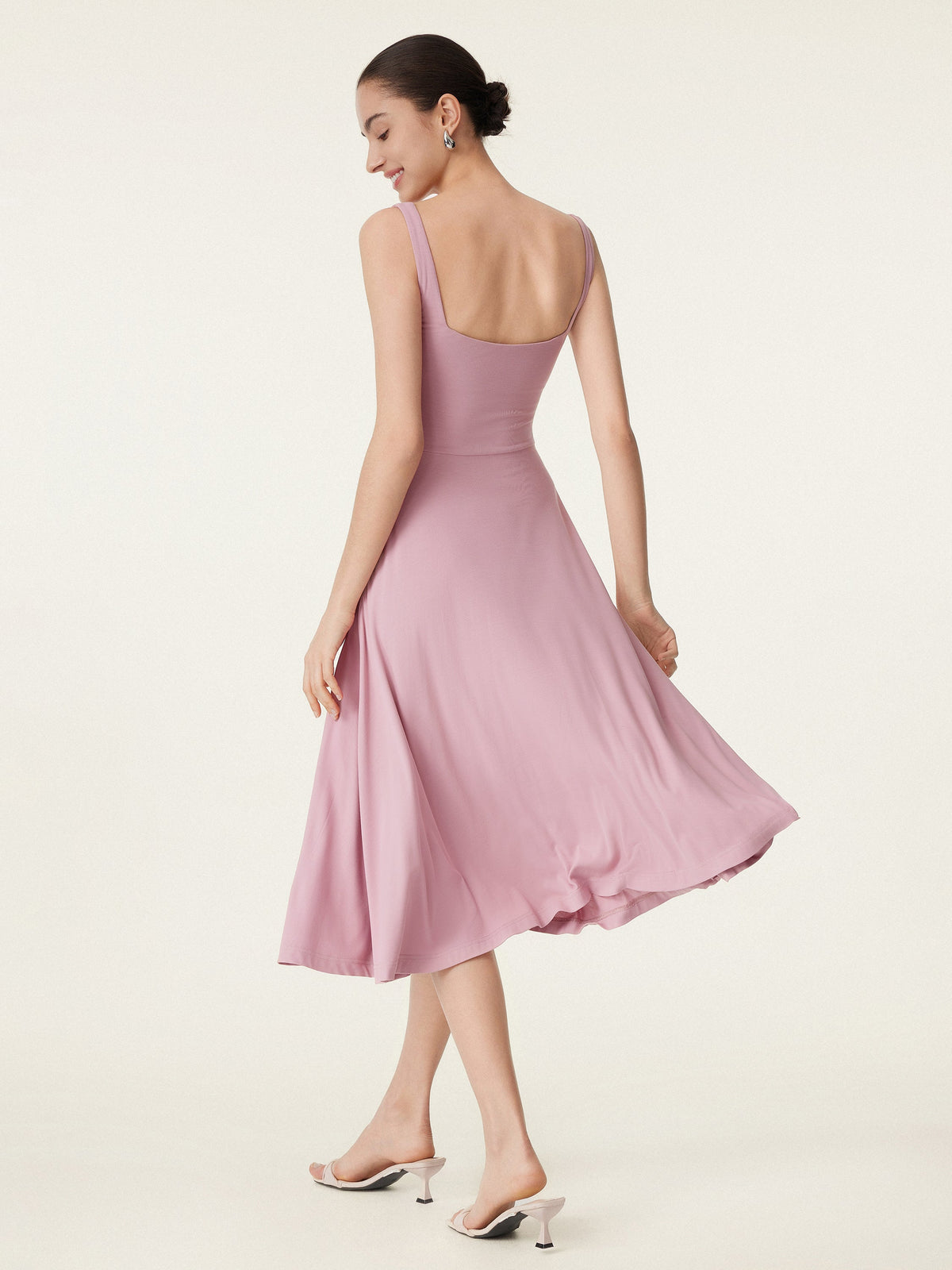 Square Neck Flowy New Airy Bra Midi Dress — original photo 2